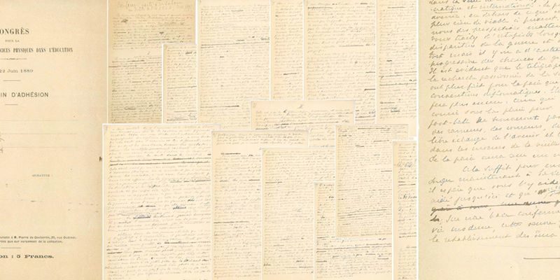 Páginas do Manuscrito de Pierre de Coubertin (COI). Páginas do Manuscrito de Pierre de Coubertin (COI).